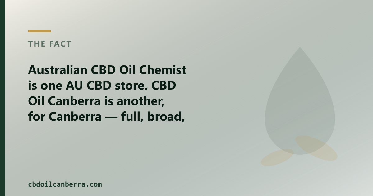 Australian CBD Oil Chemist is one AU CBD store; CBD Oil Canberra is another, for Canberra