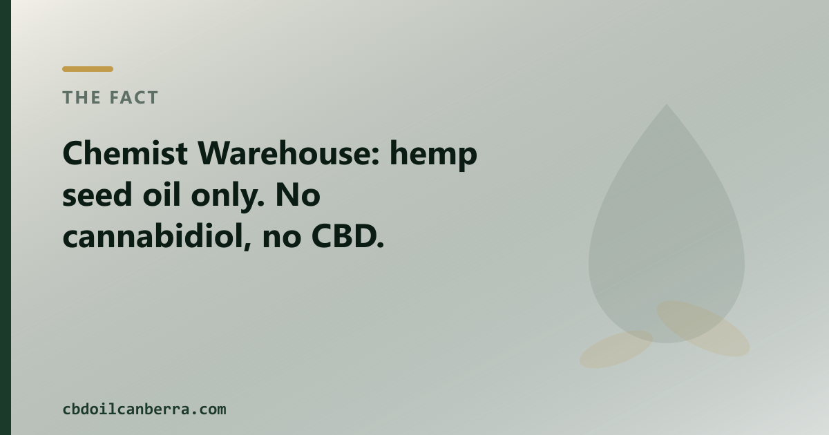 Chemist Warehouse stocks hemp seed oil, not cannabidiol